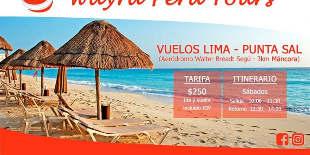 Vuelo Lima – Punta Sal, a sólo 3 kms de Máncora: Wayra Perú anuncia precios y horarios